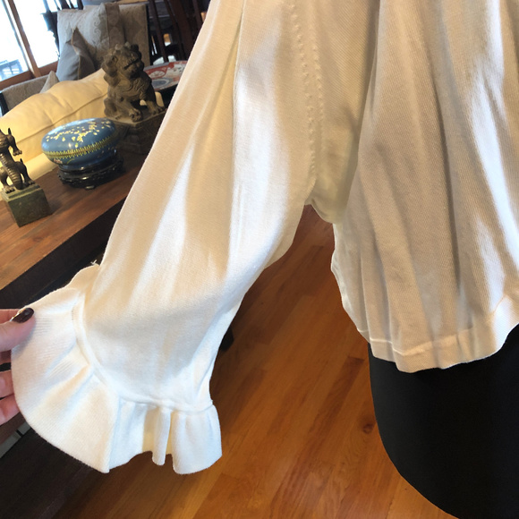 Lane Bryant Knit Cropped Cardigan Ruffle Sleeve - Picture 3 of 6